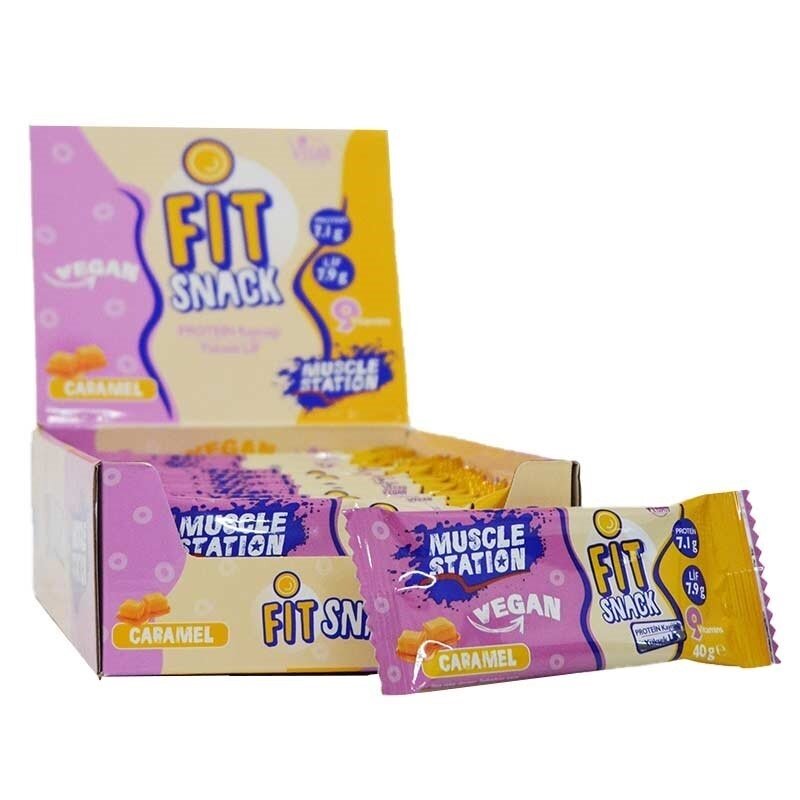 Muscle Station Fit Snack Vegan Protein Bar Caramel 40 Gr 48 Adet