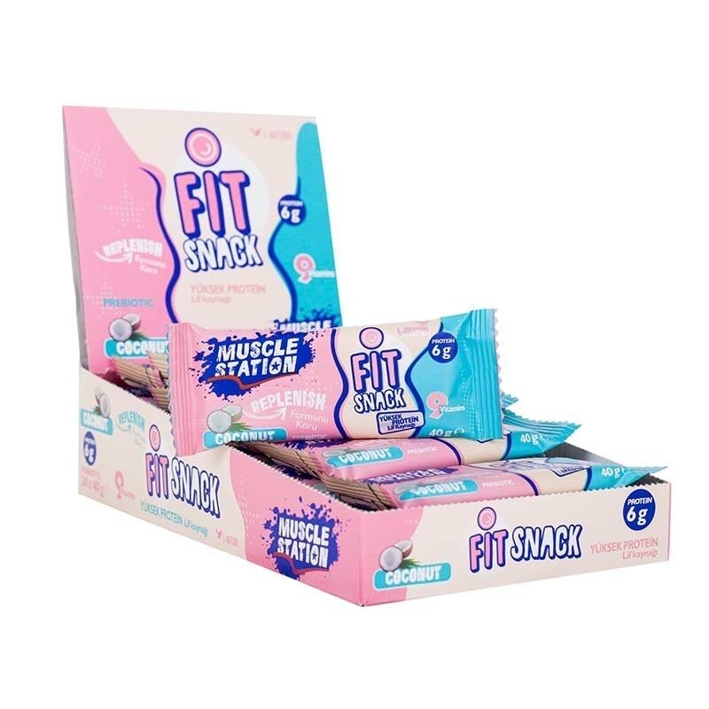 Muscle Station Fit Snack Protein Bar Coconut 40 Gr 48 Adet