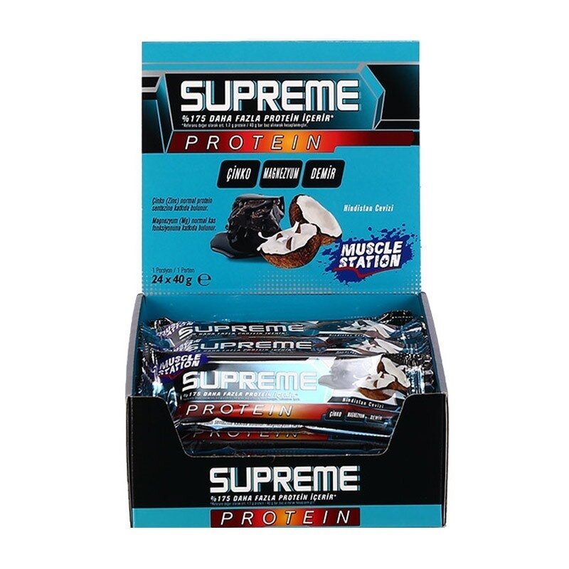Muscle Station Supreme Protein Bar Dark Chocolate Coconut 40 Gr 48 Adet