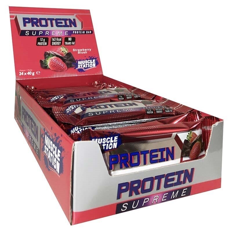 Muscle Station Supreme Protein Bar Çikolata Çilek 40 Gr 48 Adet
