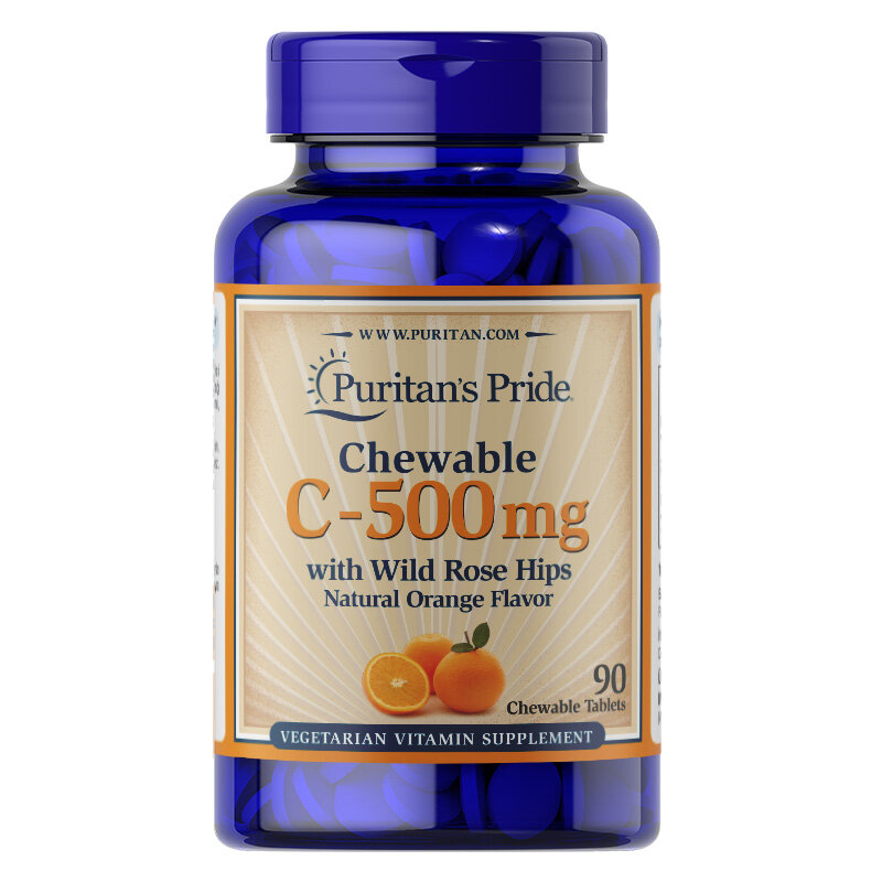 Puritans Pride Vitamin C 500 Mg With Rose Hips 90 Çiğnenebilir Tablet