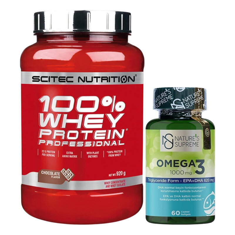 Scitec Whey Protein 920 Gr + Natures Supreme Omega 3 1000 Mg 60 Kapsül Kombinasyonu